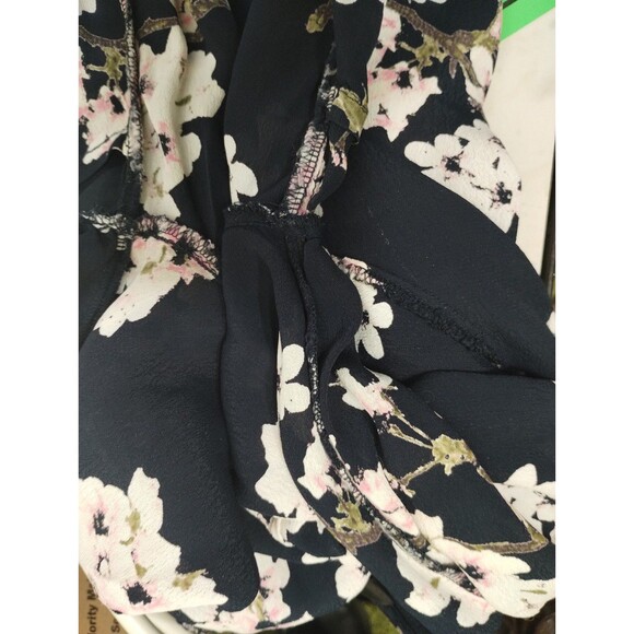 Vero Moda Top Women's L Pink White Floral 3/4 Sleeve Viscose Round Neck Popover - Picture 4 of 8